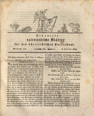 Erneuerte vaterländische Blätter für den österreichischen Kaiserstaat Mittwoch 6. Oktober 1819