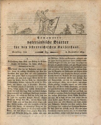 Erneuerte vaterländische Blätter für den österreichischen Kaiserstaat Samstag 6. November 1819