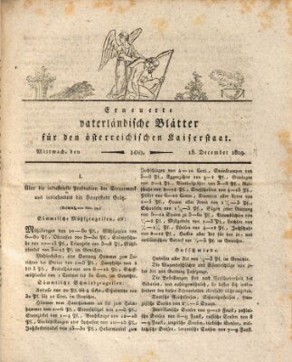 Erneuerte vaterländische Blätter für den österreichischen Kaiserstaat Mittwoch 15. Dezember 1819