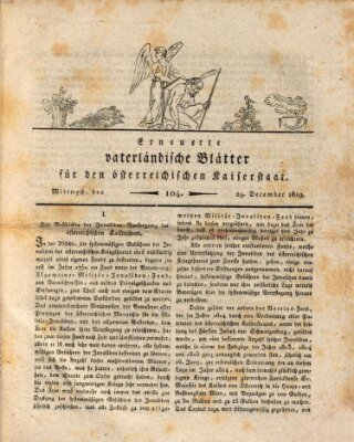 Erneuerte vaterländische Blätter für den österreichischen Kaiserstaat Mittwoch 29. Dezember 1819