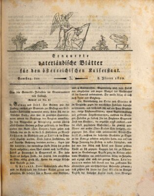 Erneuerte vaterländische Blätter für den österreichischen Kaiserstaat Samstag 8. Januar 1820