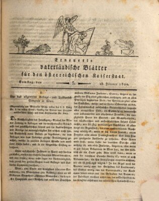 Erneuerte vaterländische Blätter für den österreichischen Kaiserstaat Samstag 15. Januar 1820