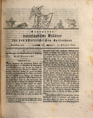 Erneuerte vaterländische Blätter für den österreichischen Kaiserstaat Samstag 12. Februar 1820