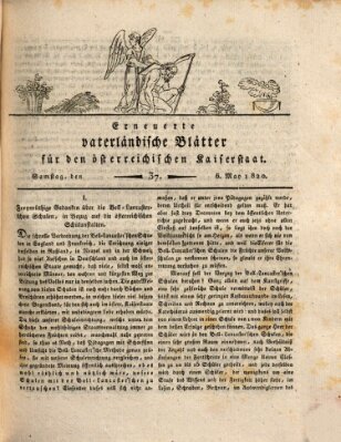 Erneuerte vaterländische Blätter für den österreichischen Kaiserstaat Samstag 6. Mai 1820