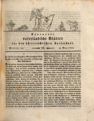 Erneuerte vaterländische Blätter für den österreichischen Kaiserstaat Mittwoch 10. Mai 1820