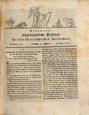 Erneuerte vaterländische Blätter für den österreichischen Kaiserstaat Samstag 20. Mai 1820