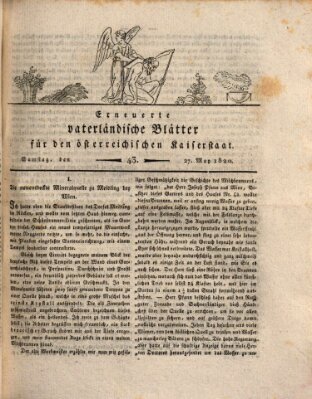 Erneuerte vaterländische Blätter für den österreichischen Kaiserstaat Samstag 27. Mai 1820