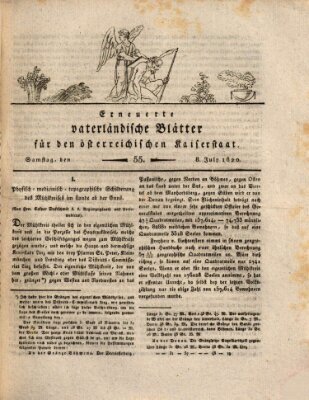 Erneuerte vaterländische Blätter für den österreichischen Kaiserstaat Samstag 8. Juli 1820