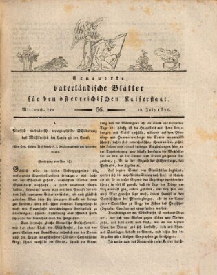 Erneuerte vaterländische Blätter für den österreichischen Kaiserstaat Mittwoch 12. Juli 1820