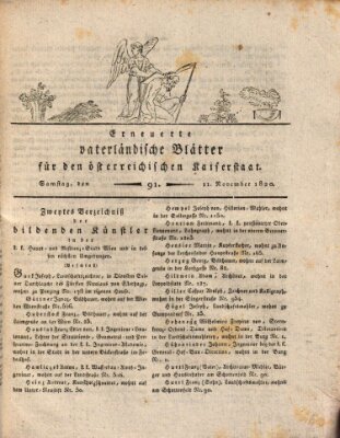 Erneuerte vaterländische Blätter für den österreichischen Kaiserstaat Samstag 11. November 1820