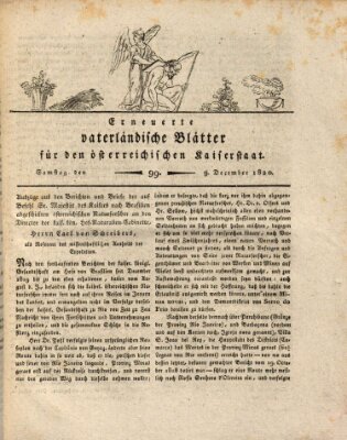 Erneuerte vaterländische Blätter für den österreichischen Kaiserstaat Samstag 9. Dezember 1820