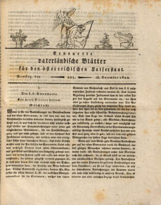 Erneuerte vaterländische Blätter für den österreichischen Kaiserstaat Samstag 16. Dezember 1820