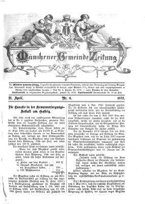 Münchener Gemeinde-Zeitung Sonntag 21. April 1872