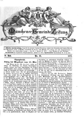 Münchener Gemeinde-Zeitung Donnerstag 16. Mai 1872