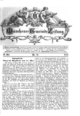 Münchener Gemeinde-Zeitung Donnerstag 23. Mai 1872