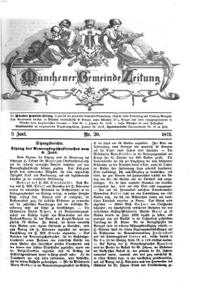 Münchener Gemeinde-Zeitung Sonntag 9. Juni 1872