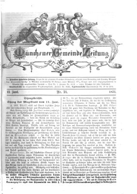 Münchener Gemeinde-Zeitung Donnerstag 13. Juni 1872