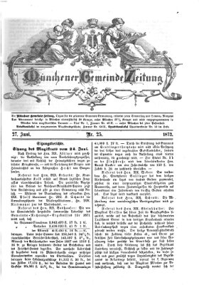 Münchener Gemeinde-Zeitung Donnerstag 27. Juni 1872