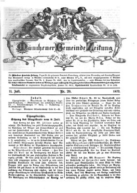 Münchener Gemeinde-Zeitung Donnerstag 11. Juli 1872