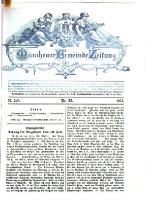 Münchener Gemeinde-Zeitung Sonntag 21. Juli 1872