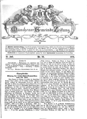 Münchener Gemeinde-Zeitung Donnerstag 25. Juli 1872