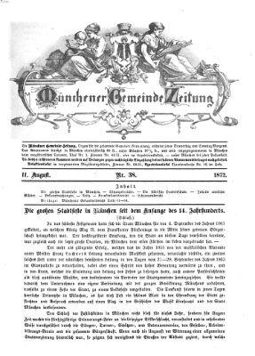 Münchener Gemeinde-Zeitung Sonntag 11. August 1872