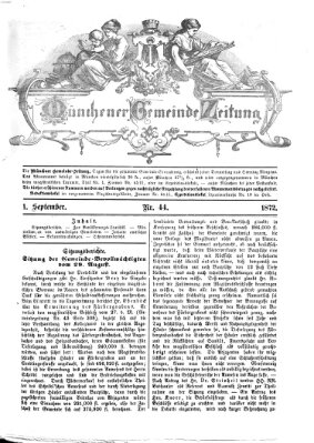 Münchener Gemeinde-Zeitung Sonntag 1. September 1872