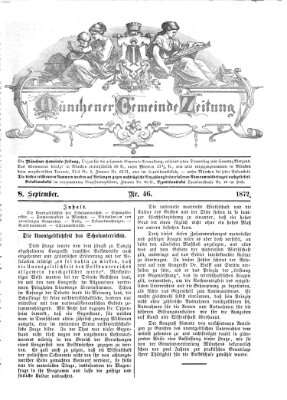 Münchener Gemeinde-Zeitung Sonntag 8. September 1872