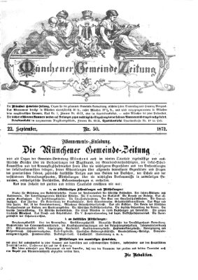 Münchener Gemeinde-Zeitung Sonntag 22. September 1872