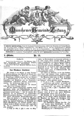 Münchener Gemeinde-Zeitung Donnerstag 3. Oktober 1872