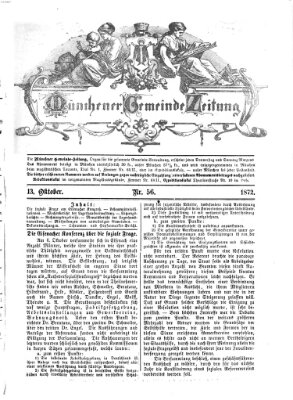 Münchener Gemeinde-Zeitung Sonntag 13. Oktober 1872