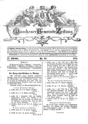 Münchener Gemeinde-Zeitung Sonntag 27. Oktober 1872