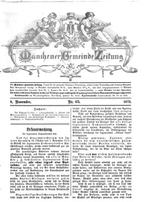 Münchener Gemeinde-Zeitung Freitag 8. November 1872