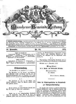 Münchener Gemeinde-Zeitung Sonntag 10. November 1872