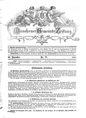 Münchener Gemeinde-Zeitung Donnerstag 26. Dezember 1872