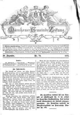 Münchener Gemeinde-Zeitung Sonntag 29. Dezember 1872