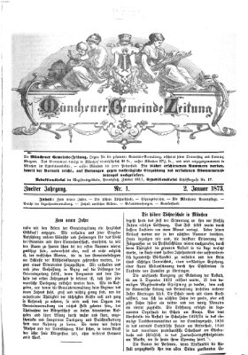 Münchener Gemeinde-Zeitung Donnerstag 2. Januar 1873