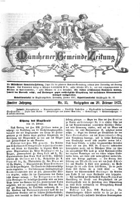 Münchener Gemeinde-Zeitung Donnerstag 20. Februar 1873