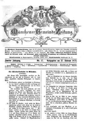 Münchener Gemeinde-Zeitung Donnerstag 27. Februar 1873