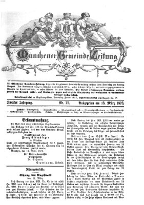 Münchener Gemeinde-Zeitung Donnerstag 13. März 1873