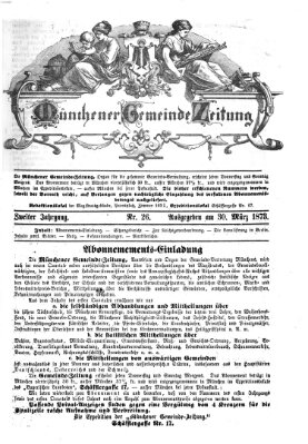 Münchener Gemeinde-Zeitung Sonntag 30. März 1873