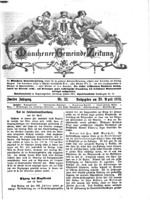 Münchener Gemeinde-Zeitung Sonntag 20. April 1873