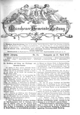 Münchener Gemeinde-Zeitung Sonntag 27. April 1873