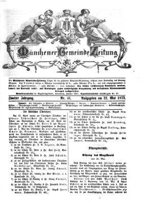 Münchener Gemeinde-Zeitung Donnerstag 22. Mai 1873