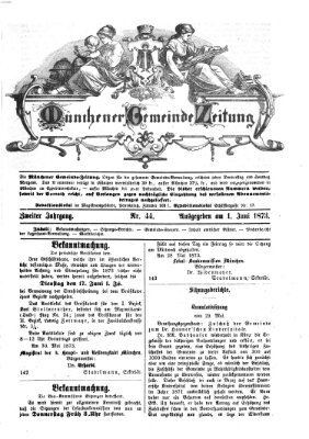 Münchener Gemeinde-Zeitung Sonntag 1. Juni 1873