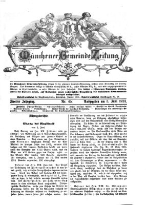 Münchener Gemeinde-Zeitung Donnerstag 5. Juni 1873