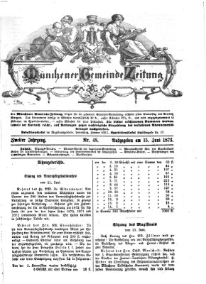 Münchener Gemeinde-Zeitung Sonntag 15. Juni 1873