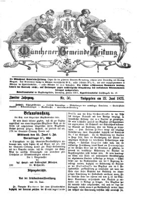 Münchener Gemeinde-Zeitung Sonntag 22. Juni 1873