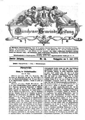 Münchener Gemeinde-Zeitung Donnerstag 3. Juli 1873