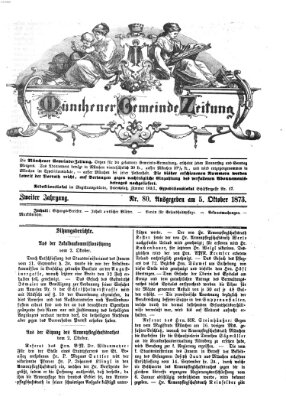 Münchener Gemeinde-Zeitung Sonntag 5. Oktober 1873